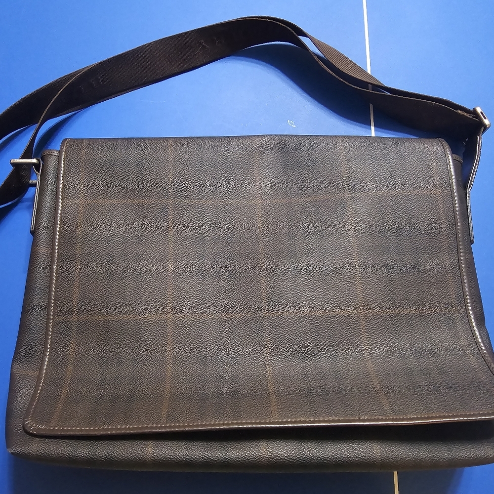 Rare Authentic Burberry Men's Crossbody Messenger Bag PVC Leather